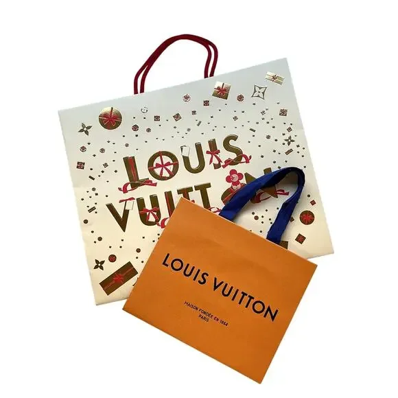 Two Authentic Louis Vuitton Shopping Bags Holiday Large & Classic Small - Picture 1 of 11